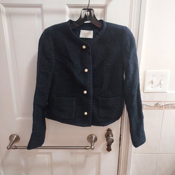 Sandro Black Pearl Button Sparkle Cardigan Jacket - Picture 1 of 9